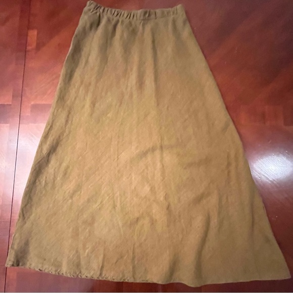 Vintage Linen Skirt Brown SMALL - Picture 3 of 5